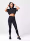 Bluze Damă Sport Crop Top Fără Mânecă Negru