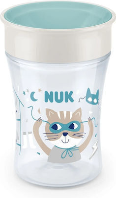 Nuk Παιδικό Ποτηράκι Evolution Magic Cup από Πλαστικό Τιρκουάζ Μπλέ-Γατάκι 230ml για 8m+