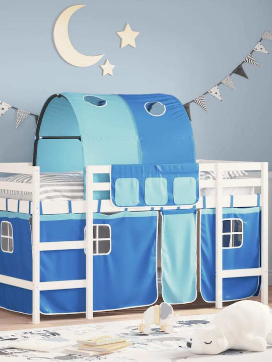 Kids Bed Bunk Single Blue for Mattress 90x190cm