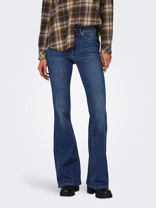 Hw Women's Jean Trousers Flared Medium Blue Denim
