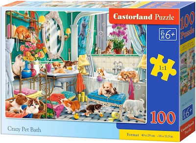 Puzzle pentru Copii Crazy Pet Bath pentru 6++ Ani 100buc Castorland