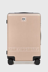 Karl Lagerfeld Βαλίτσα Ταξιδιού Μπεζ με 4 Ρόδες