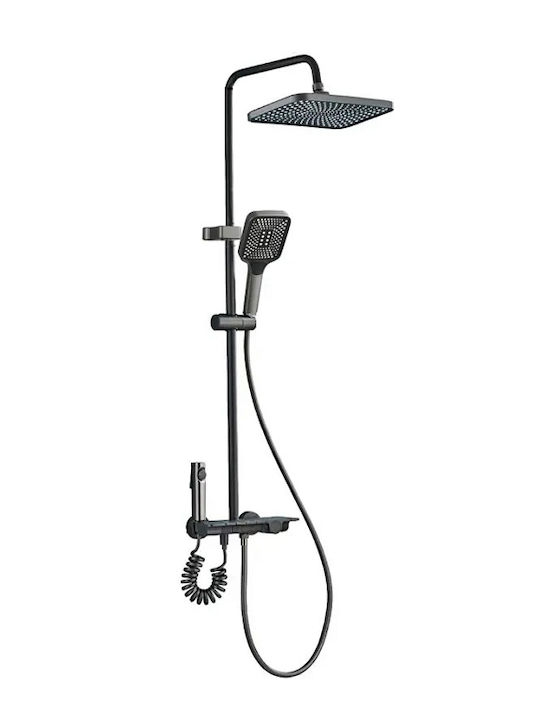 Shower Column with Mixer 75cm Black