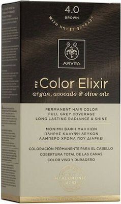 Apivita My Color Elixir Σετ Βαφή Μαλλιών Χωρίς Αμμωνία 4.0 Φυσικό Καστανό 125ml