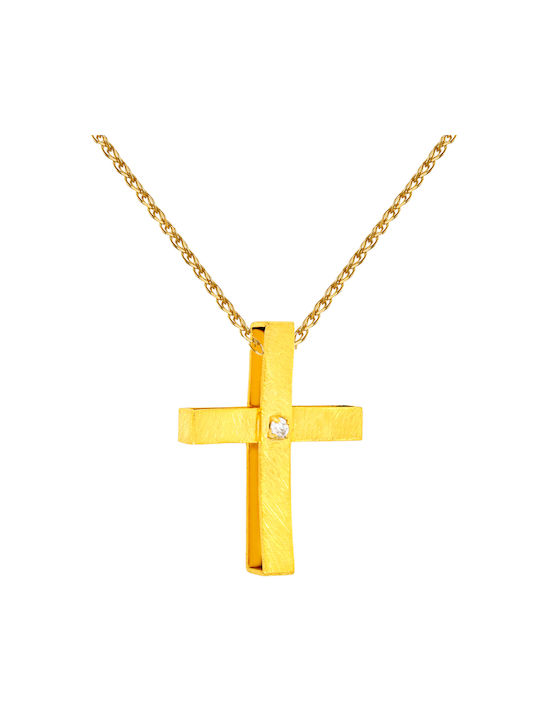 Damen Gold Kreuz 14K mit Kette