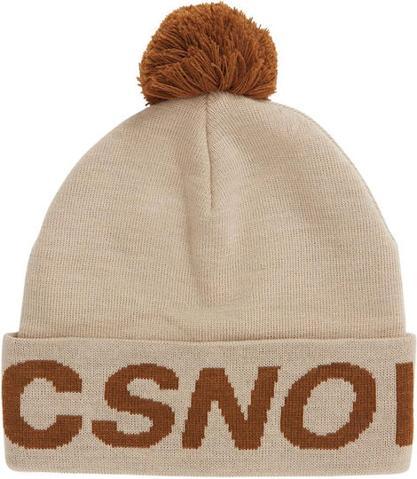 Gambol Pom Pom Beanie Unisex Beanie Gestrickt in Beige Farbe