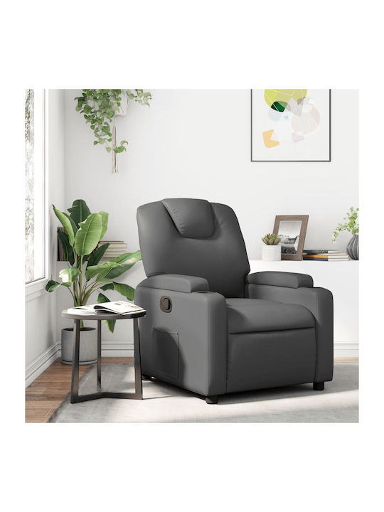 Πολυθρόνα Relax με Υποπόδιο από Δερματίνη Γκρι 74x88x97cm