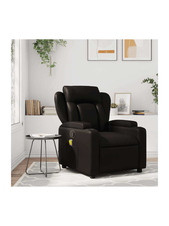 Relax Armchair Massage with Footstool made of Leatherette Black 77x94.5x100cm