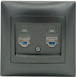 Redled Double Network Socket RJ45 Cat6 Gray 29060