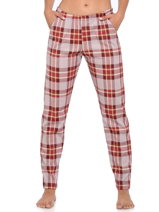 Clio Lingerie Winter Baumwolle Damen Pyjama-Hose Rot
