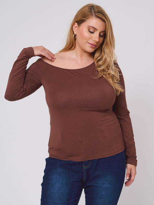 Women's Blouse Long Sleeve Brown