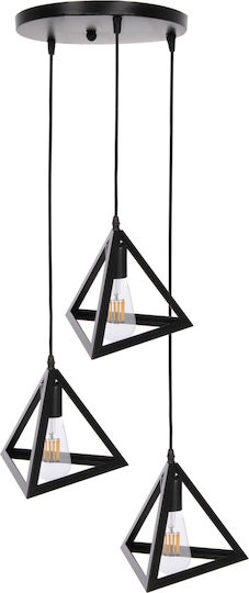 HomeMarkt Κρεμαστό Φωτιστικό Μαύρο με Ντουί E27 23x23x124εκ.