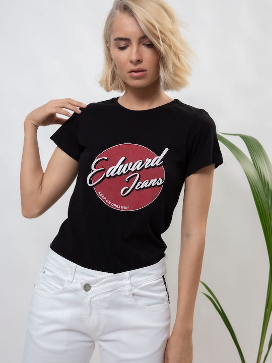 Edward Jeans Vivette Γυναικείο T-shirt Μαύρο