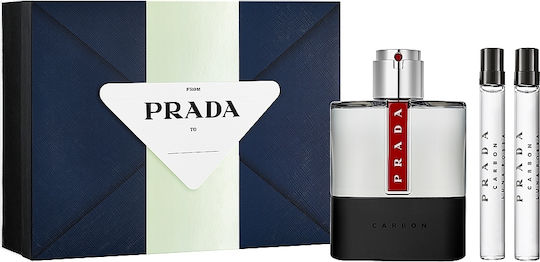 Prada Luna Rossa Carbon Set De Parfumuri Pentru Bărbați Cu Eau De Toilette 3 Bucăți