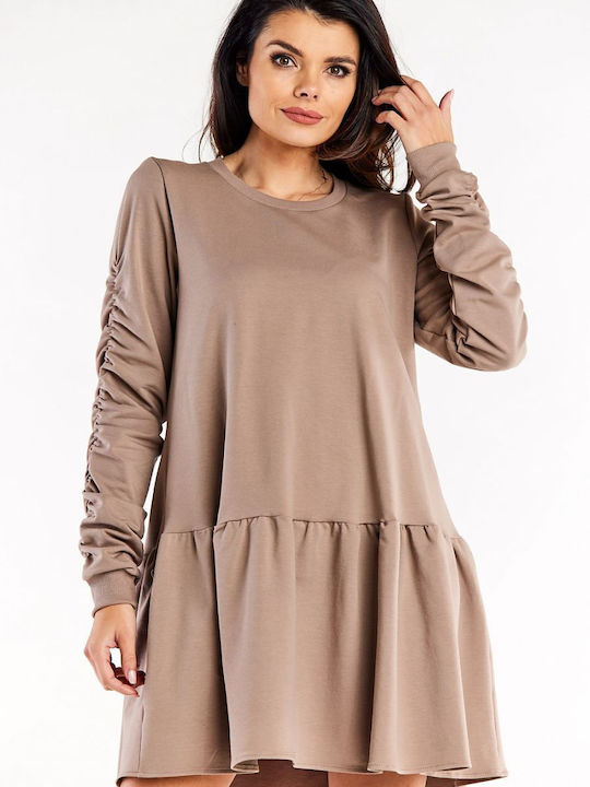 Infinite You Mini Dress with Ruffle Latte