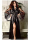 Aria Trade Winter Damen Satin Robe Black