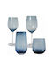 HFA Set of Glasses Water made of Glass in Blue Color 640ml 6pcs