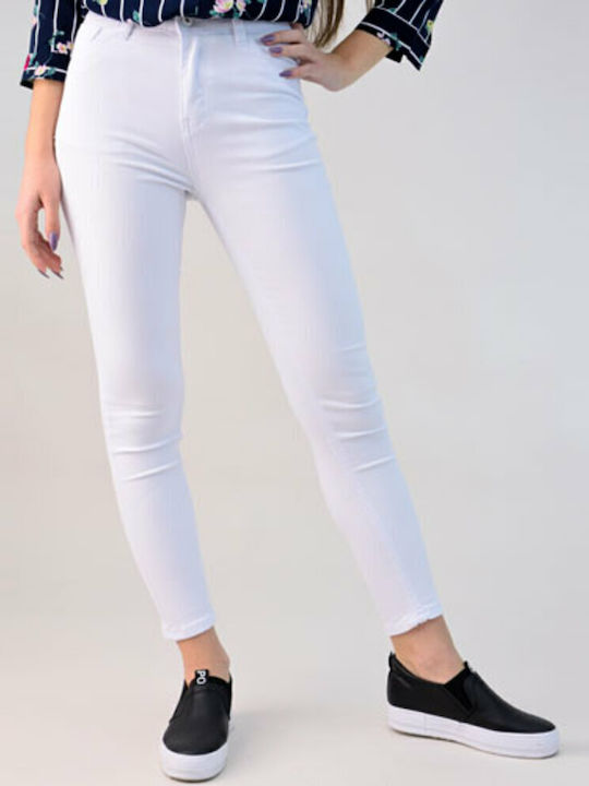 Potre Talie înaltă Blugi pentru femei cu croială skinny WHITE