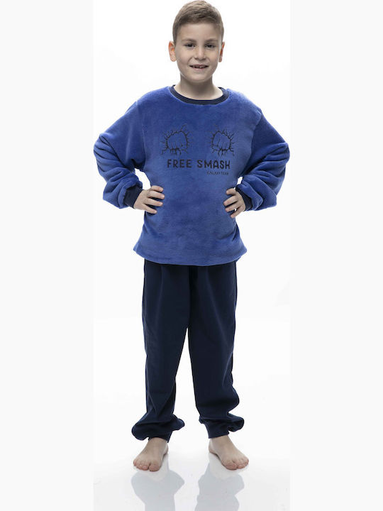 Galaxy Παιδική Πιτζάμα Χειμωνιάτικη Fleece Μπλε