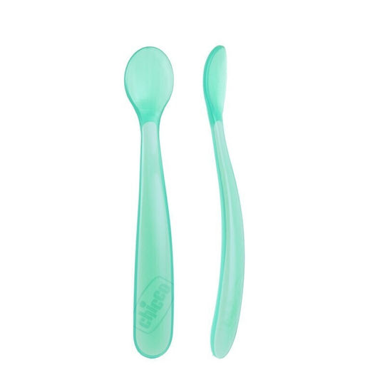 Chicco Baby Set with Spoons Duplo made of Silicone for 6+ months Soft Blue 2pcs