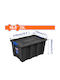 Wadfow Plastic Storage Box with Lid Black 47x33.5x26.5cm 1pcs