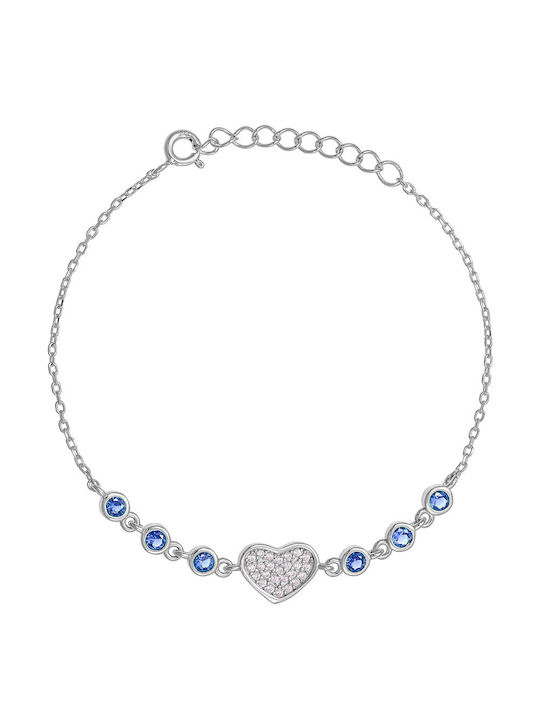 Ioannis Kosmima Bracelet Chain with design Heart made of Silver with Zircon