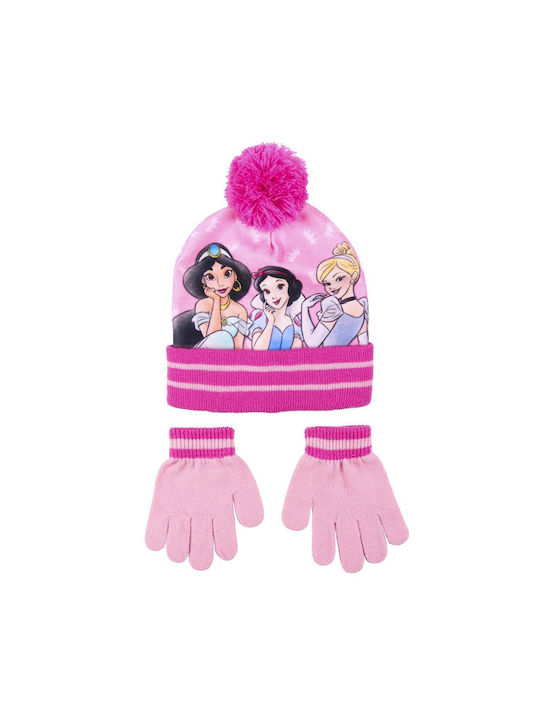 Cerda Kids Beanie Set with Gloves Knitted Pink