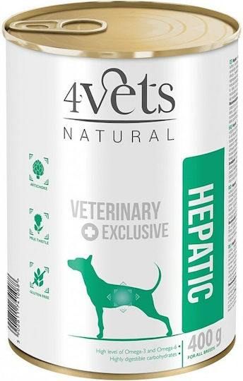 4Vets Natural Hepatic Wet Food Dogs in Cans Diet with Turkey Grain-Free & Gluten-Free 400gr