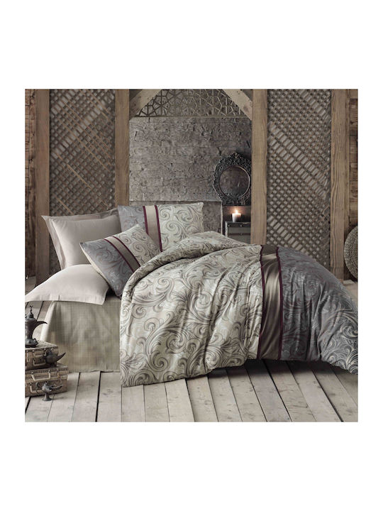 Mijolnir Bettbezug-Set Einzelbett mit Kissenbezug 160x220 Basilisk Beige