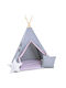Eli Neli Kids Indian Teepee Play Tent Set With Cushions Gray