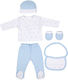 Don Algodon Newborn Clothing Set Estrellas Blue for 0-6 months 4pcs