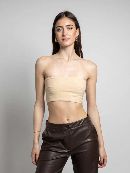 Damen Crop Top Beige