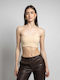 Damen Crop Top Beige