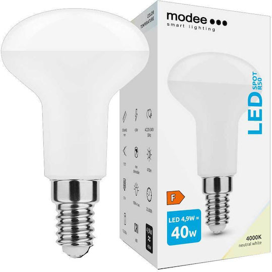 Modee Lighting LED-Lampe 4.9W 83mm für Fassung E14 und Form R50 Naturweiß 470lm