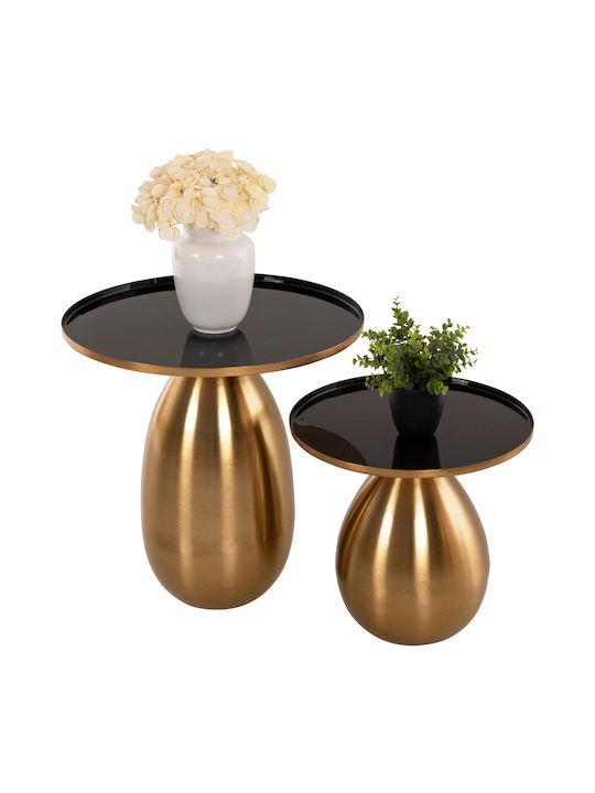 Round Side Table Deanna Black & Gold 2pcs L50.5xW50.5xH53cm