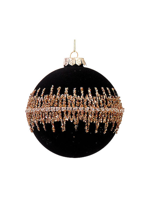 Hanging Ball Ornament Ornament Glass Black with Glitter 12cm