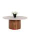 Round Central Coffee Table Formel Made of Solid Wood Natural - White W80xL80xH36cm