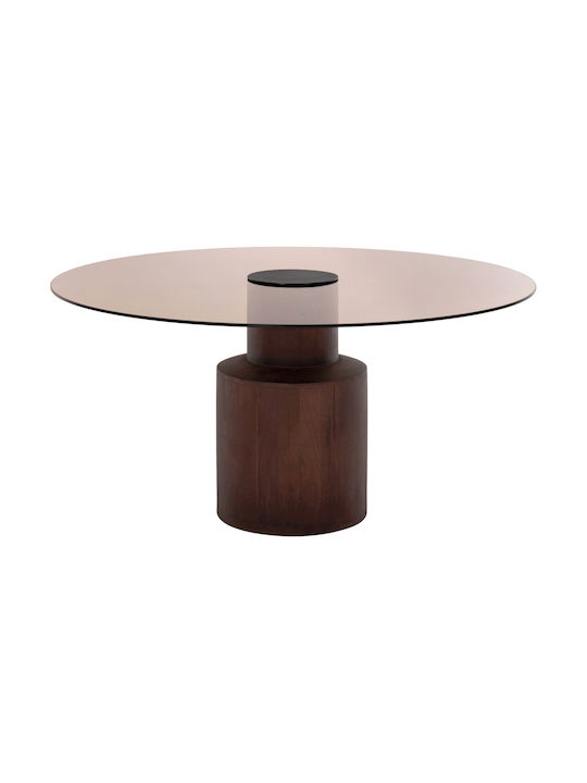 Masa De Cafea Centrală Rotundă Sunnet Din Lemn Masiv Maro L80xL80xÎ41cm