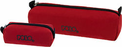 Polo Fabric Burgundy Pencil Case with 1 Compartment