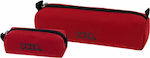 Polo Fabric Burgundy Pencil Case with 1 Compartment