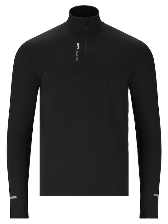 Elite Lab Men's Athletic Long Sleeve Blouse with Zipper BLACK