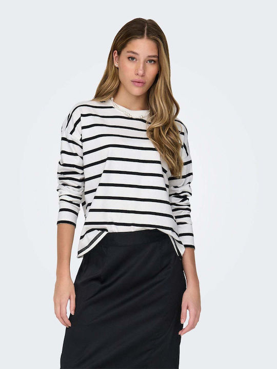 Only Long Sleeve Women's Blouse Striped Λευκό