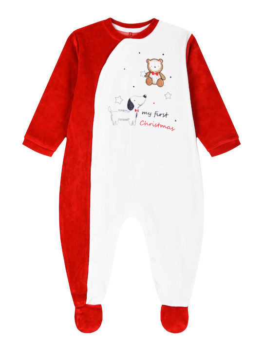 Energiers Baby Bodysuit Set Long-Sleeved Velvet RED