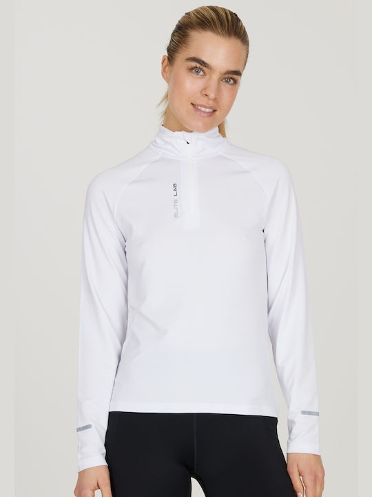 Elite Lab Damen Sportliches Bluse Langärmelig Schnell trocknend White.