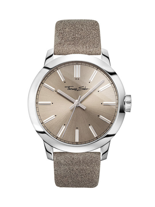 Thomas Sabo Watch Battery with Silver Leather Strap WA0313 273 214