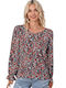 Amely Damen Bluse Langärmelig Blumen Red