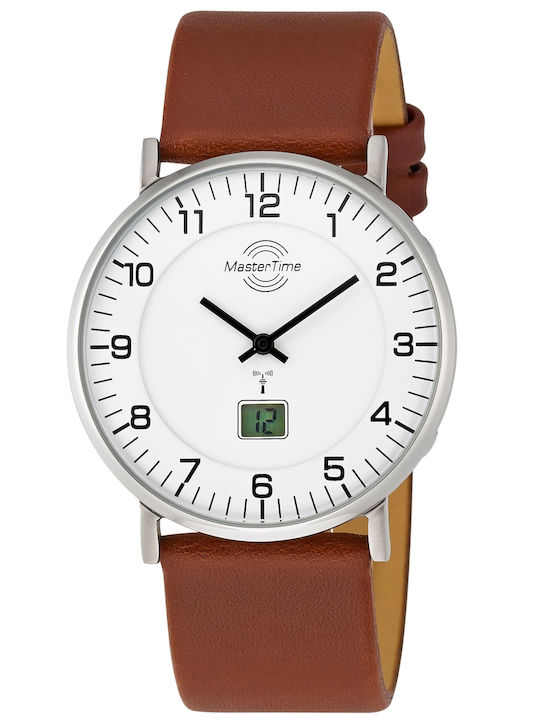 Master Time Ανδρικό Ρολόι 42mm Μπαταρίας με Ασημί Δερμάτινο Λουράκι