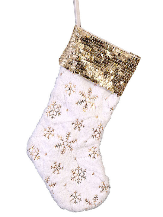 Weihnachtliche Dekorative Socke Stoff mit Schneeflocken Weiß