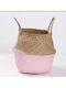 Natural Home Decorative Basket Wicker with Handles Pink