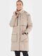 Women's for Hiking Short Parka Jacket Waterproof and Windproof for Spring or Autumn with Hood Simply Taupe